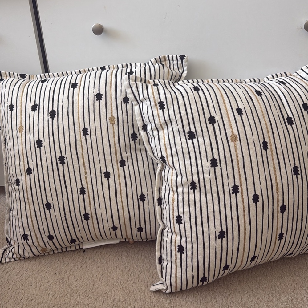 Striped Black and Gold Throw Pillows